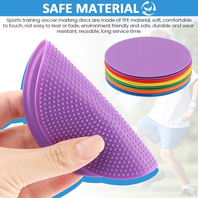 Ranjaner 12pcs 4inch Non-Slip Spot Marker, Poly Spot Markers for Agility Dot for Gym/PE Training, Rubber Circles Multiple Color Sports Markers for Sports Speed Training - Image 3